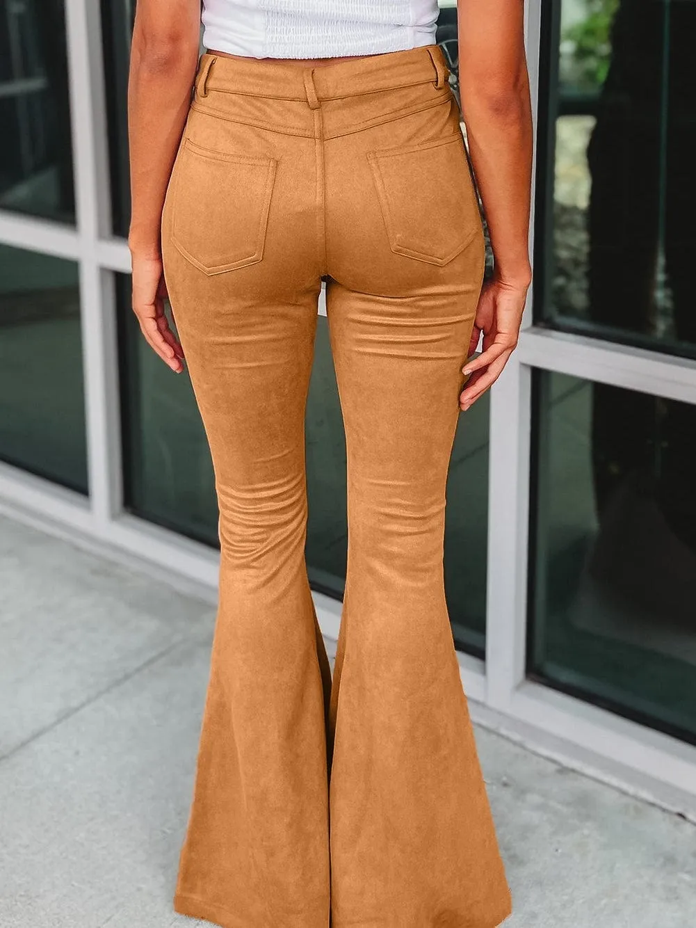 70s Style Suede Flare Trousers