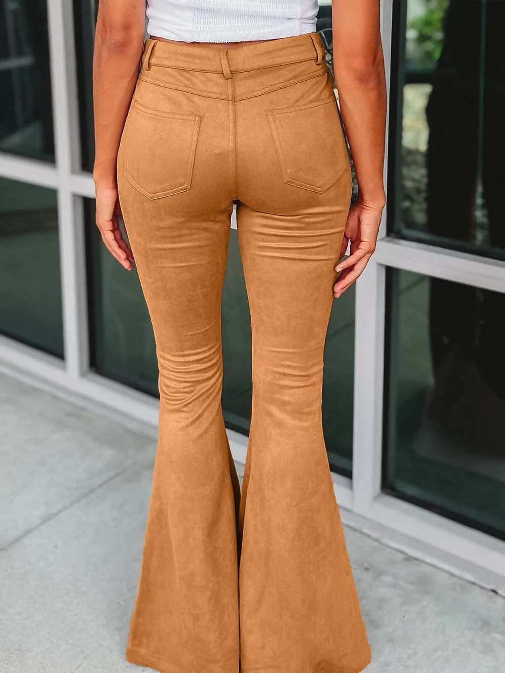 70s Style Suede Flare Trousers
