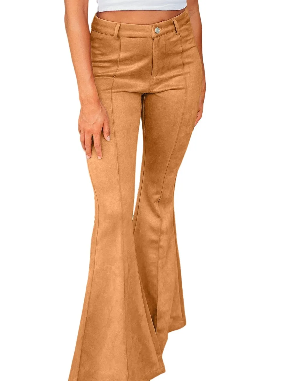 70s Style Suede Flare Trousers
