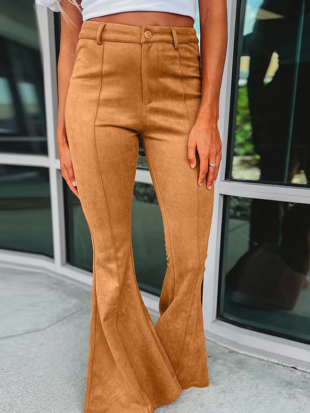 70s Style Suede Flare Trousers
