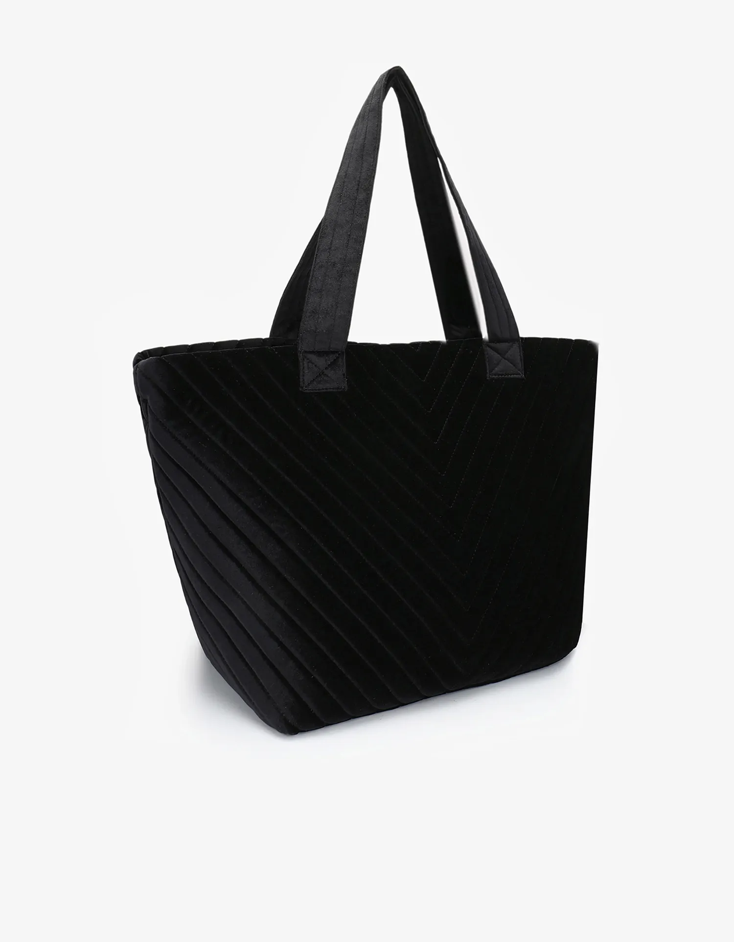 AERIN VELVET QUILTED TOTE BLACK