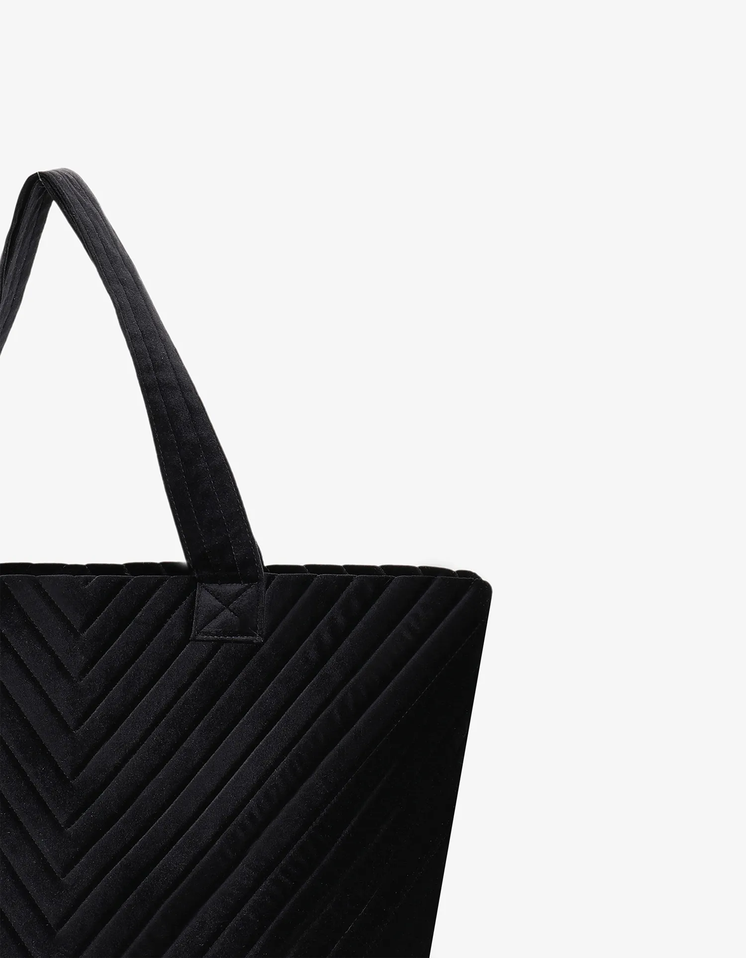 AERIN VELVET QUILTED TOTE BLACK