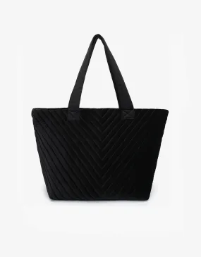 AERIN VELVET QUILTED TOTE BLACK