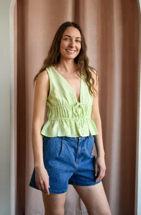 Amie Gingham Tie Front Tank