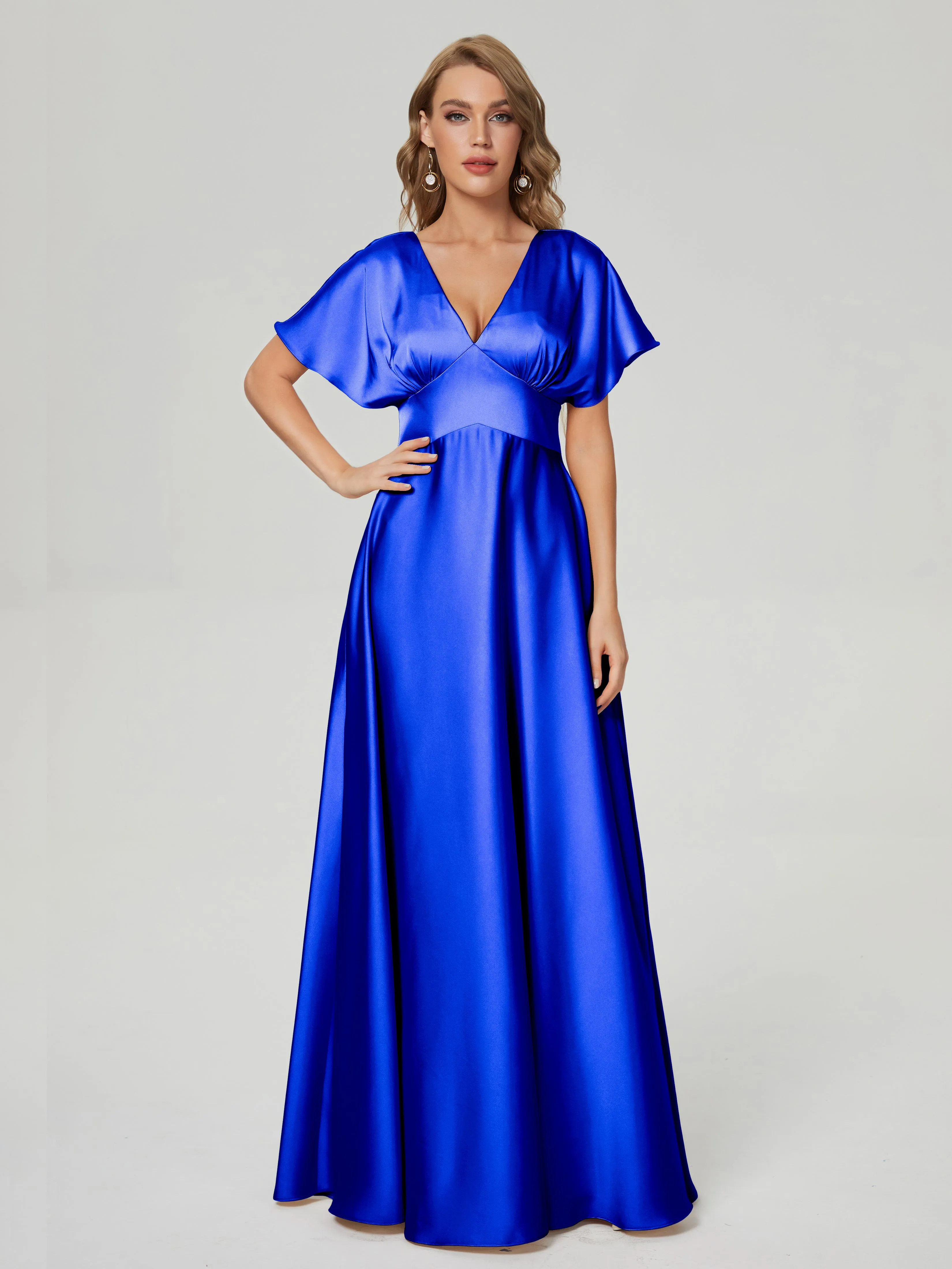 Ariah Modest Cap Sleeves Soft Satin Bridesmaid Dresses