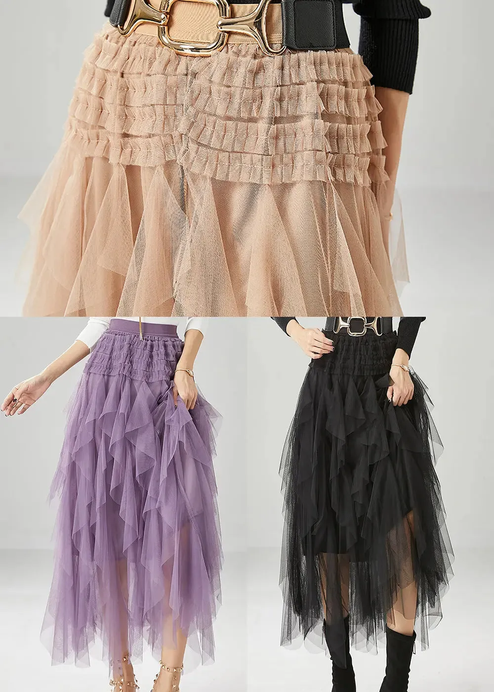 Black Slim Fit Tulle Holiday Skirts Summer ML1215