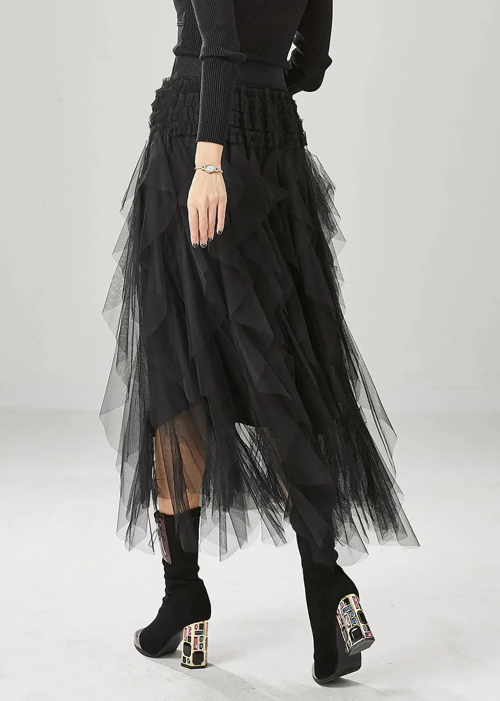 Black Slim Fit Tulle Holiday Skirts Summer ML1215