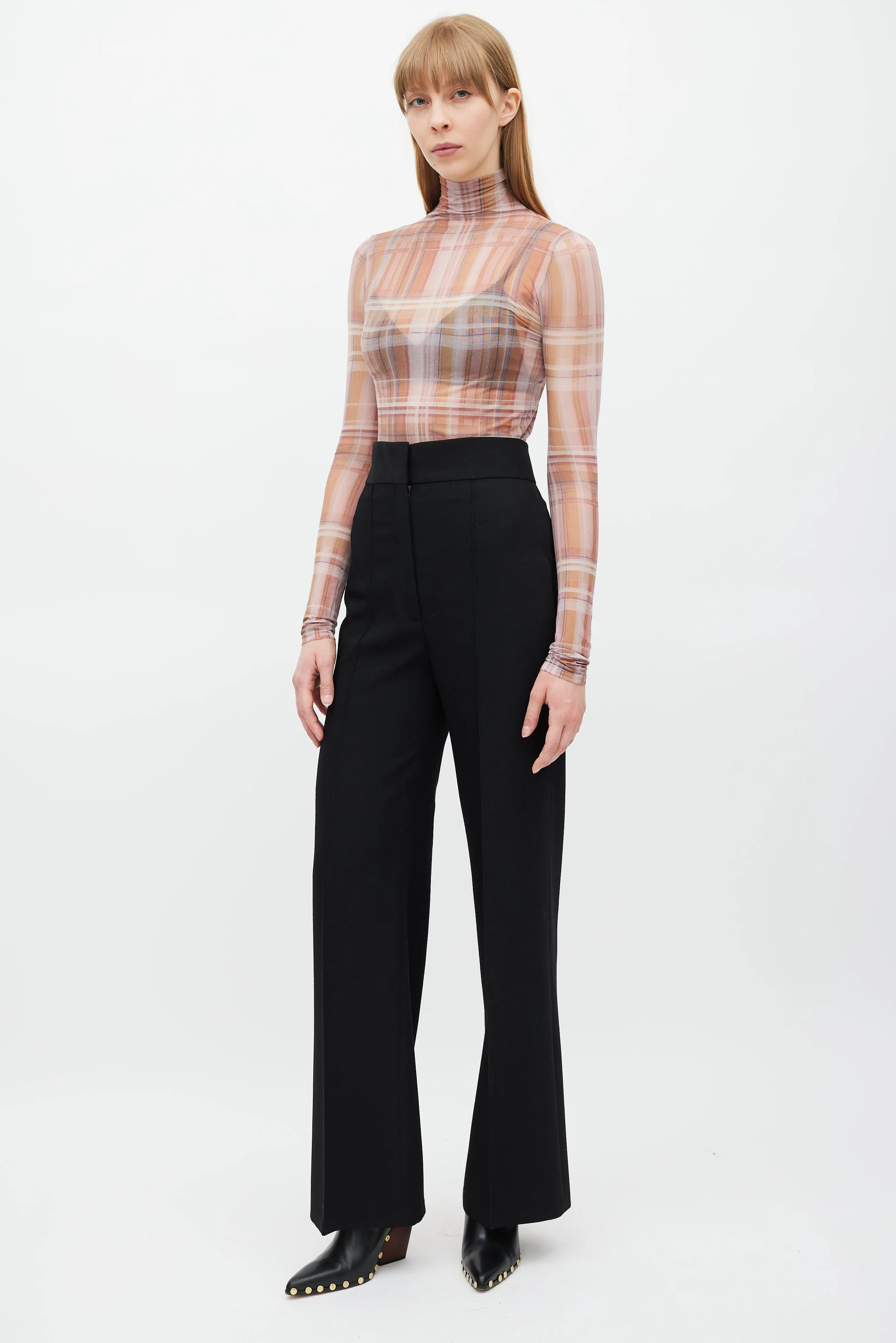 Black Wool High Waisted Wide Leg Trouser