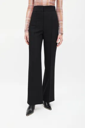 Black Wool High Waisted Wide Leg Trouser