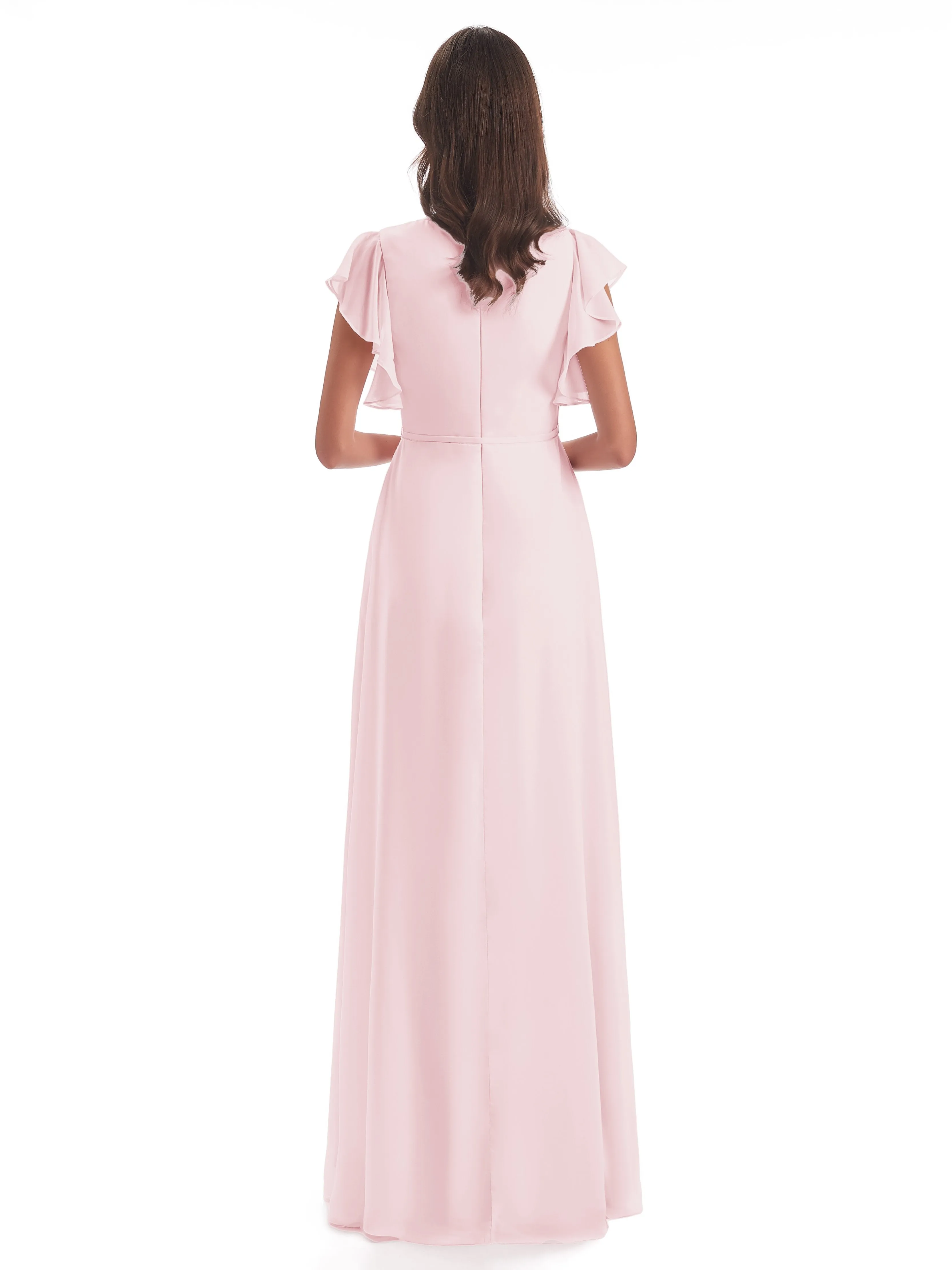 Blush Pink Bridesmaids Dress Hope Charming V Neck Long Chiffon Bridesmaid Dresses