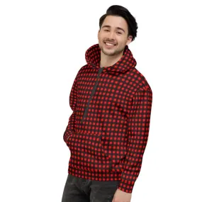 Buffalo Red Men's Hoodies, Plaid Print Women's Unisex Soft Fleece Hoodie- Made in EU