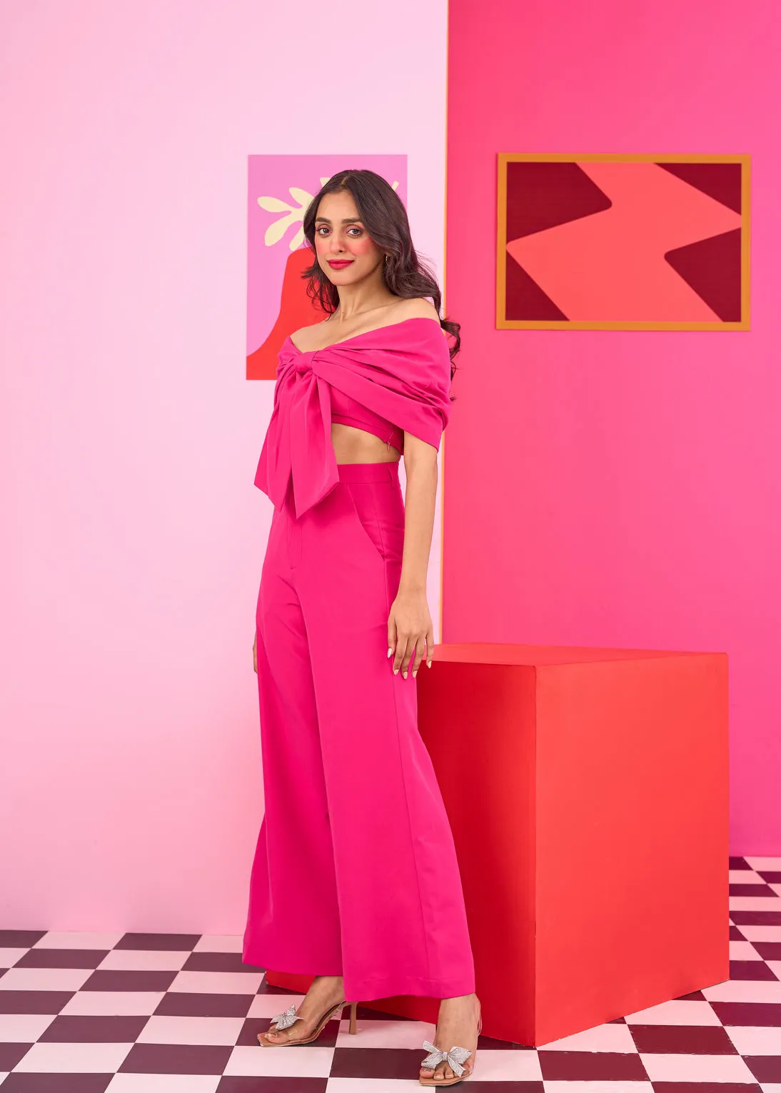 Emily in Paris: Pink Bow Top and Trouser Set