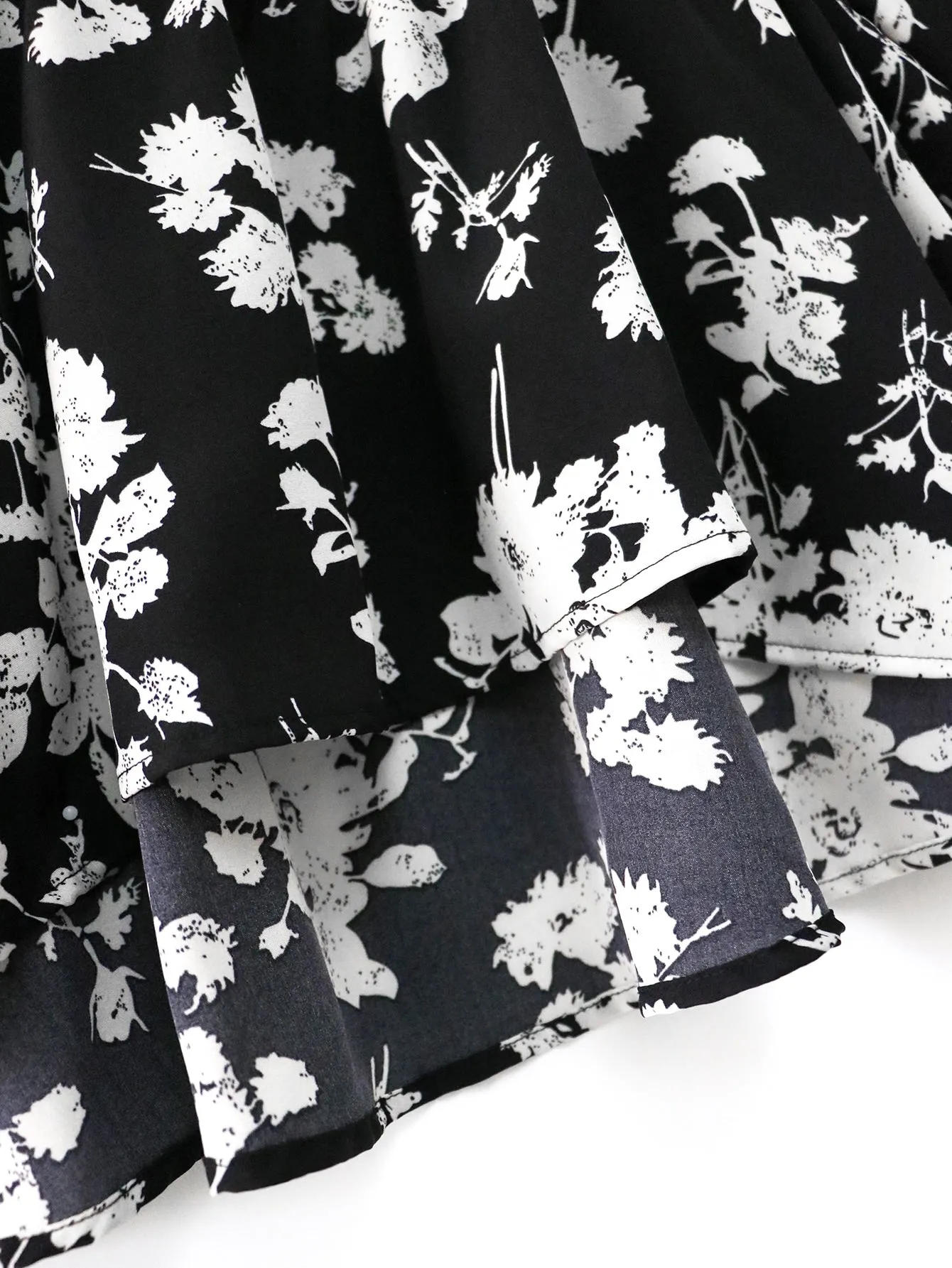 Floral Wrap Long Sleeve V Neck Regular Plus Size Blouse