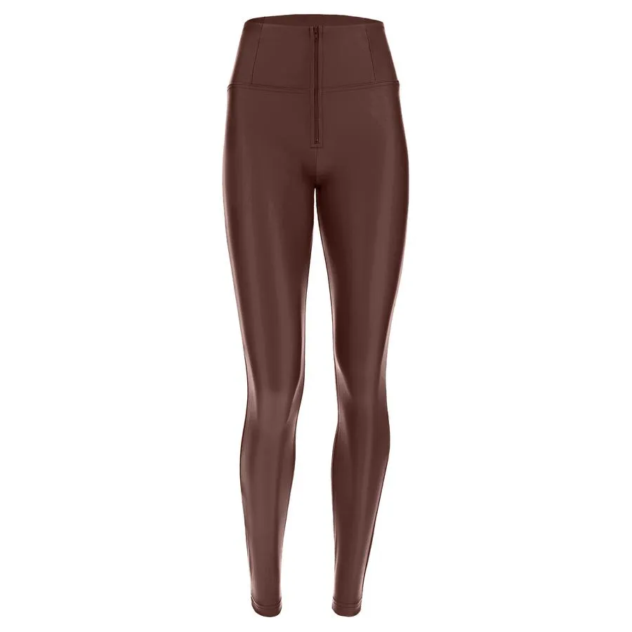 Freddy High Rise Burgandy Faux Leather Jeans