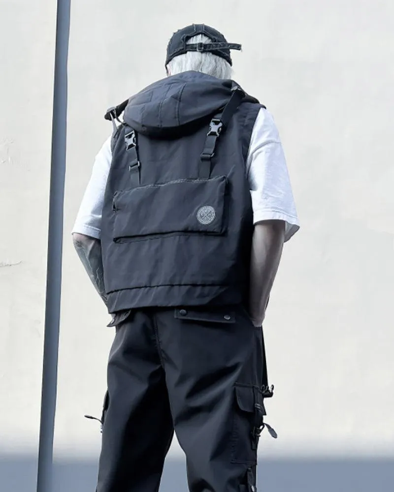 Functional Multi-Pocket Cargo Hooded Vest