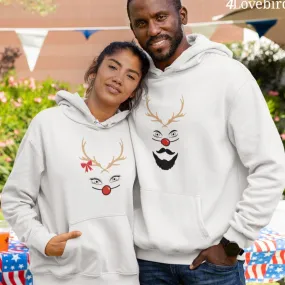 Funny Christmas Matching Set: Reindeer Couple Shirts & Very Merry Ugly Xmas Sweaters