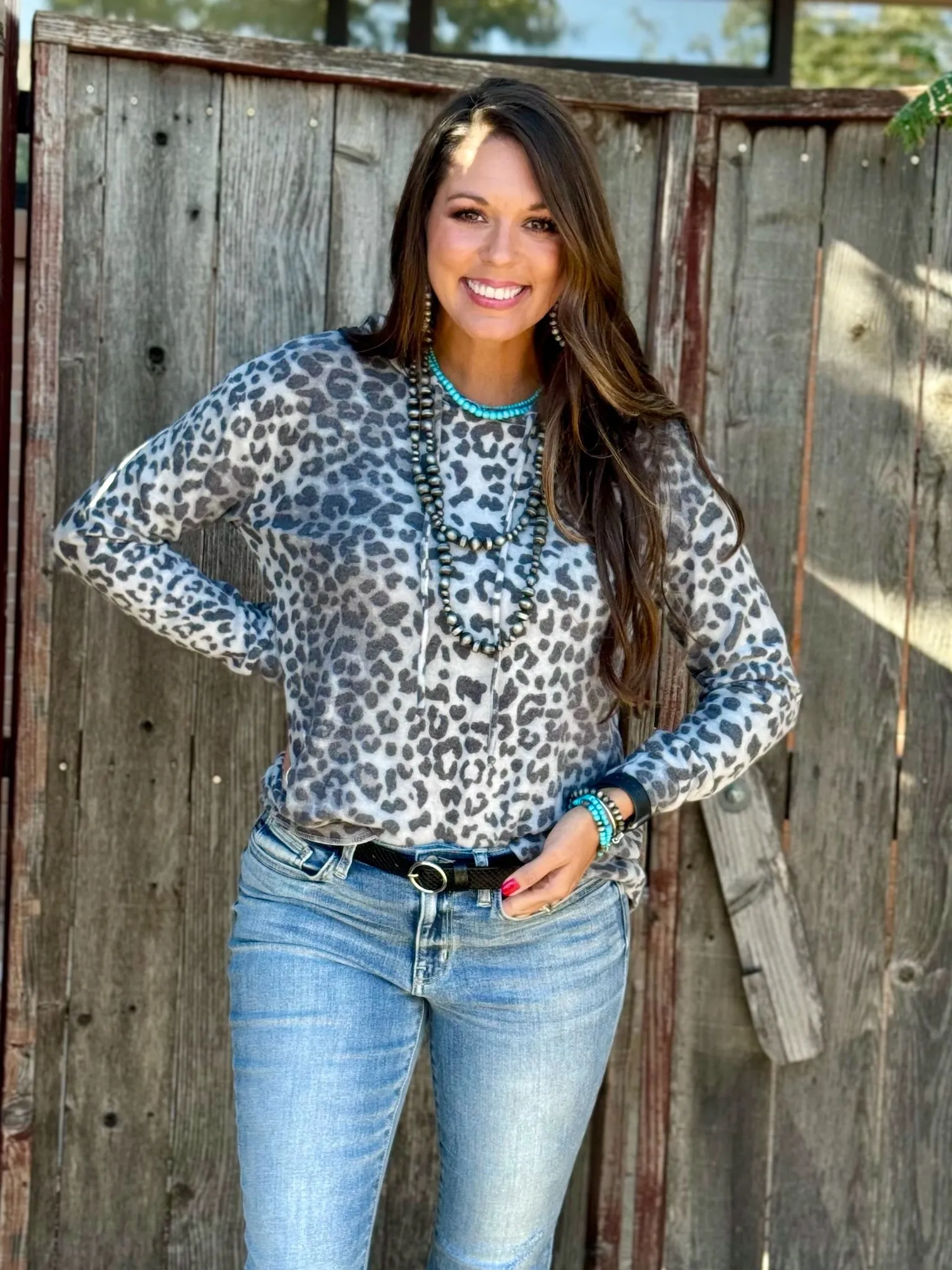 Grey Leopard Fleece Hoodie