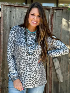 Grey Leopard Fleece Hoodie