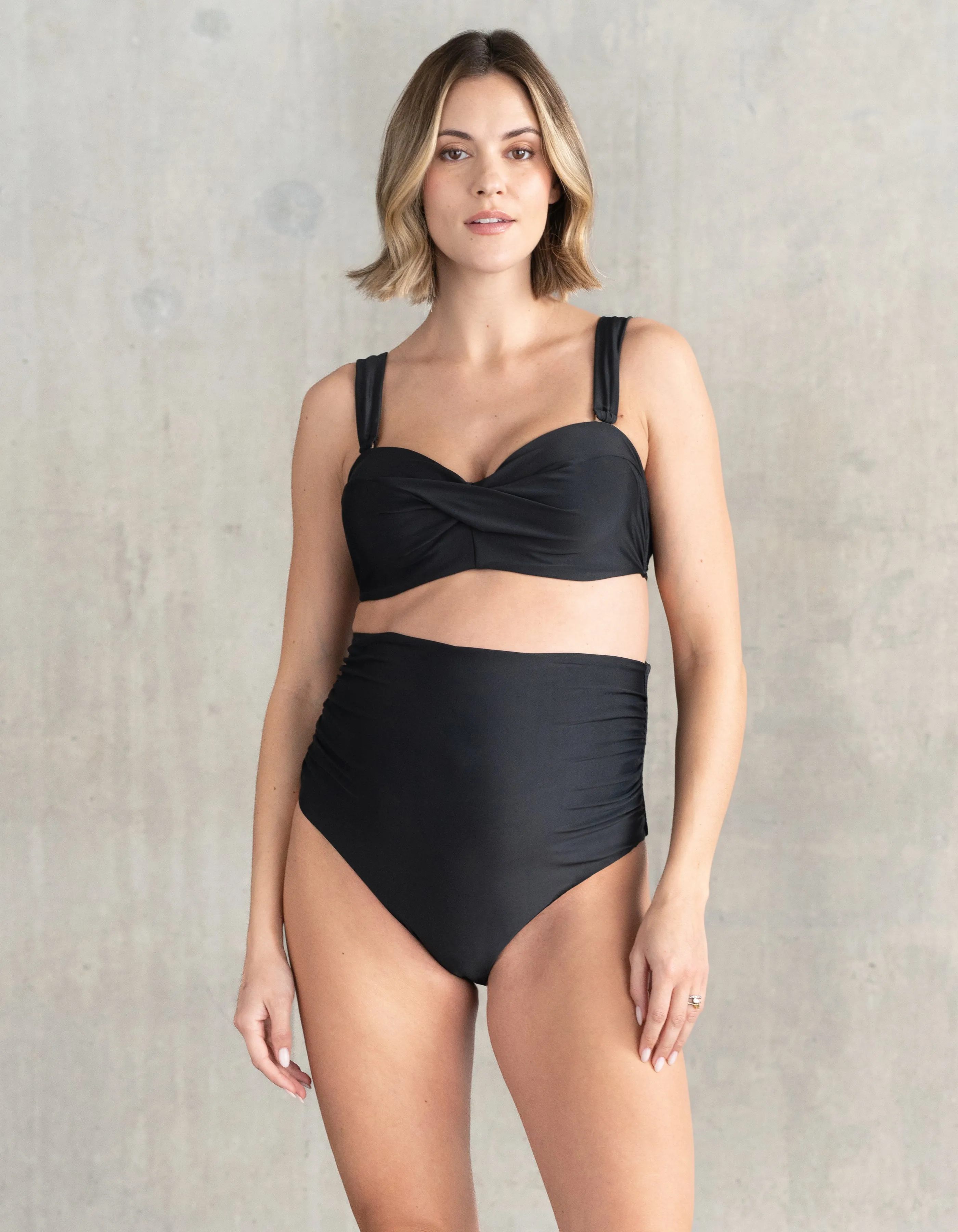 High-Waisted Black Maternity Bikini Bottoms