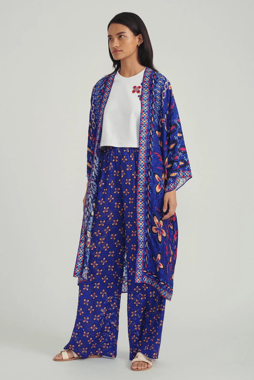 Kai Trousers In Petals Navy