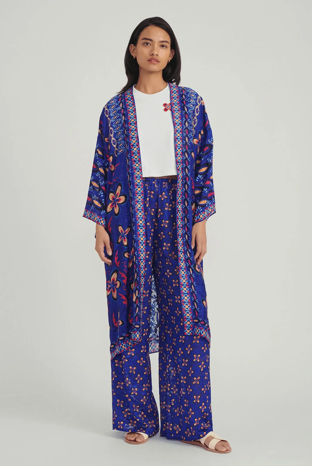 Kai Trousers In Petals Navy