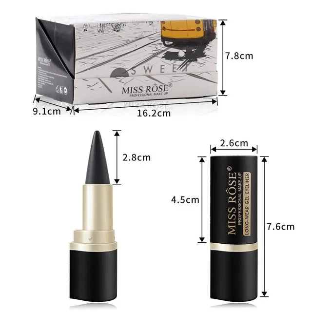 Long Lasting Eyes Liner Gel Make Up Pencil Waterproof Black Eyeliner Natural MISS ROSE Make Up Eyes Tattoo Eyeliner