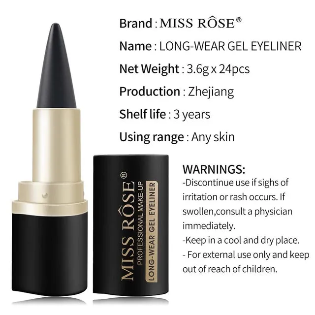 Long Lasting Eyes Liner Gel Make Up Pencil Waterproof Black Eyeliner Natural MISS ROSE Make Up Eyes Tattoo Eyeliner