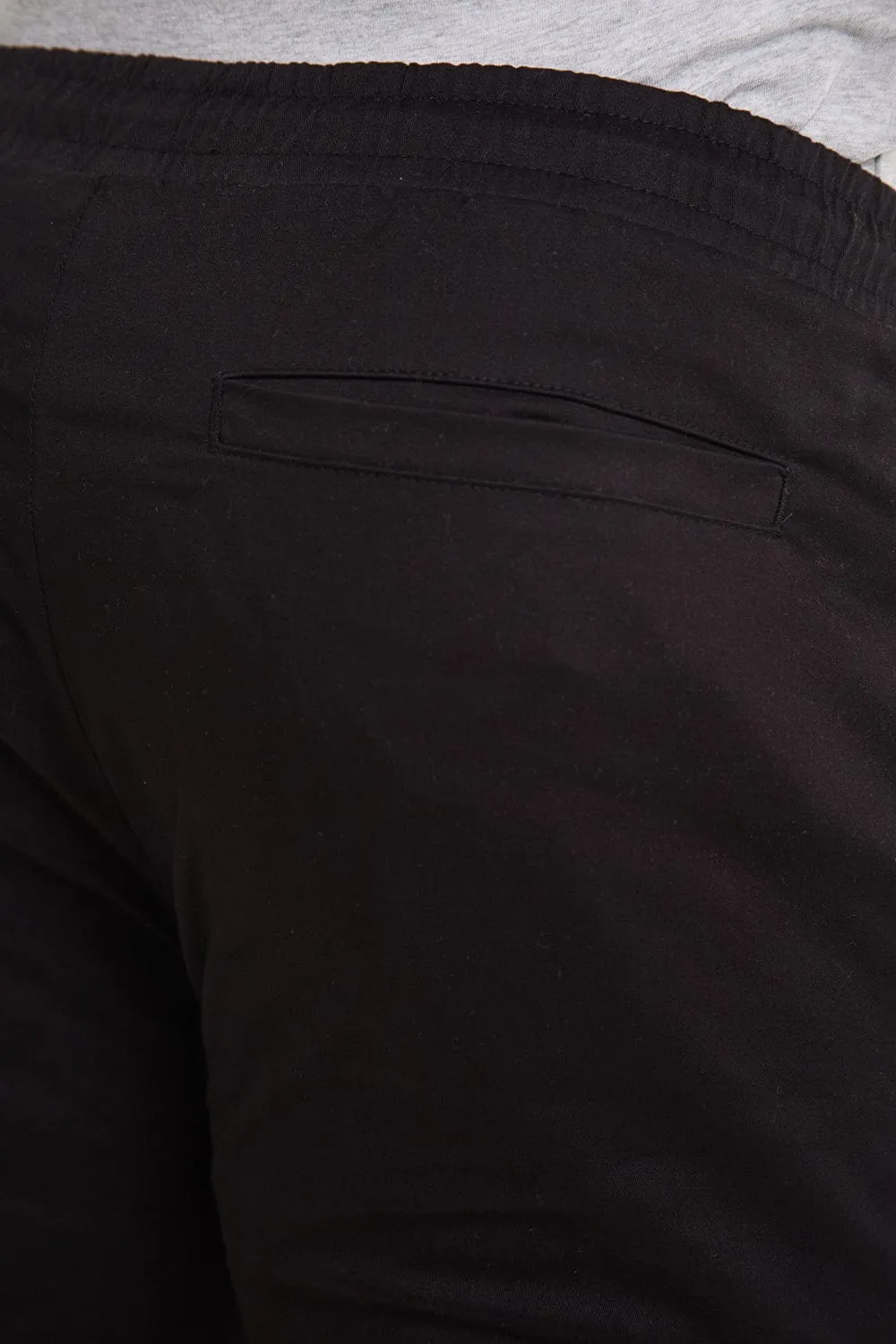 Muscle Fit Drawstring Chino Short - Shorter Length in Black