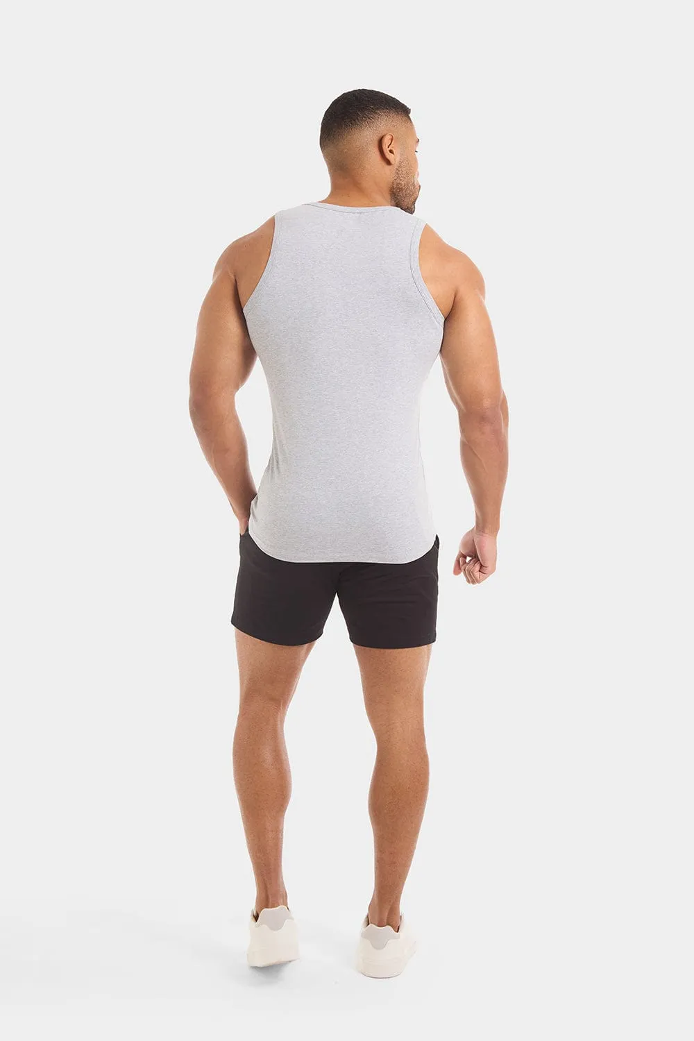 Muscle Fit Drawstring Chino Short - Shorter Length in Black