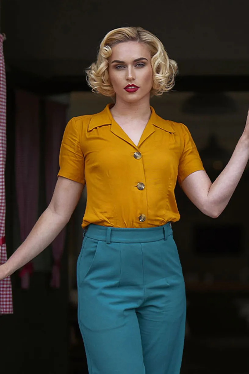 Pretty 40s Blouse - Mustard