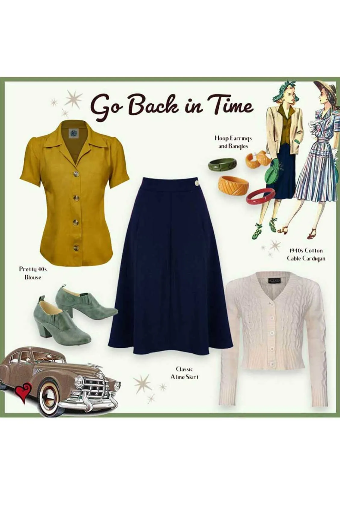 Pretty 40s Blouse - Mustard