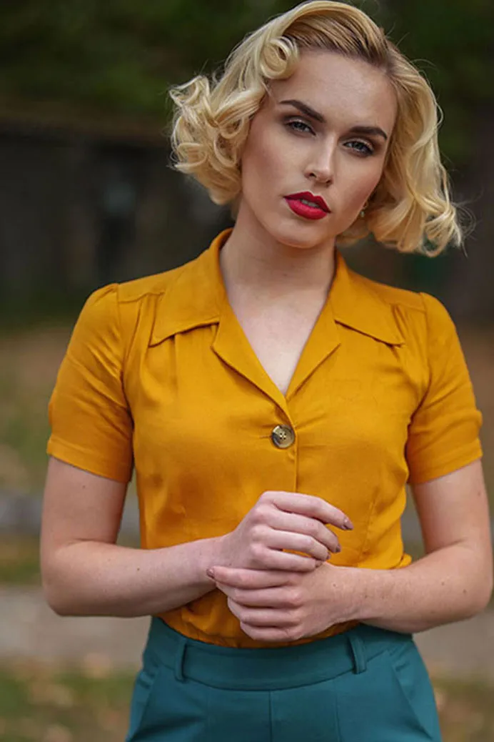 Pretty 40s Blouse - Mustard