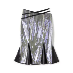 Sequined Fishtail Skirt in Black