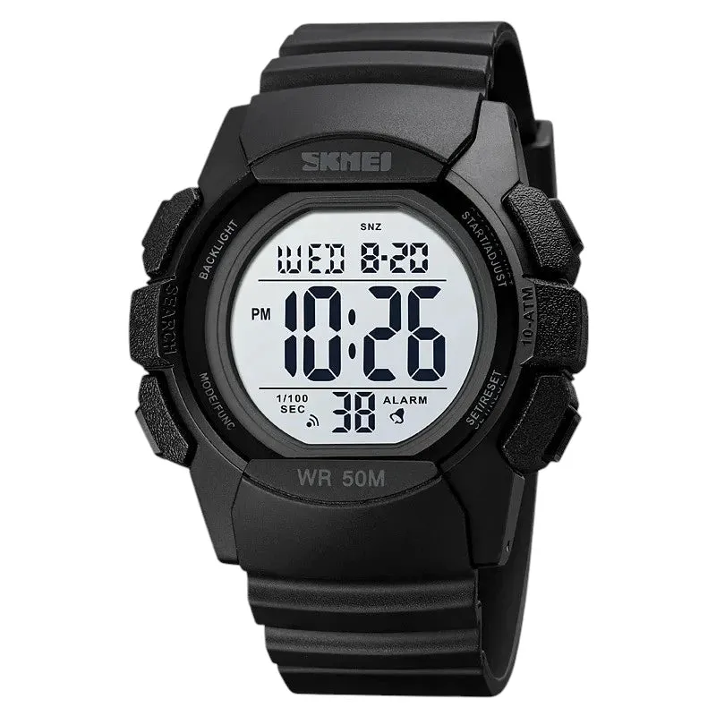 SKMEI 1771 Dual Time Sport Watch Water Resistant & Chronograph, Black White Dial