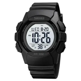 SKMEI 1771 Dual Time Sport Watch Water Resistant & Chronograph, Black White Dial