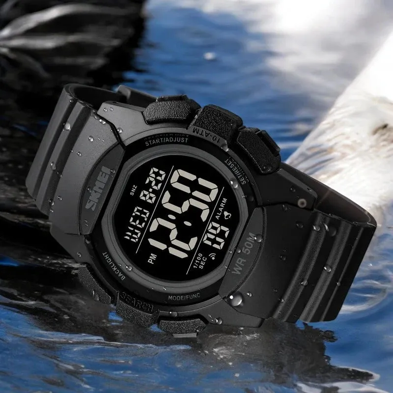 SKMEI 1771 Dual Time Sport Watch Water Resistant & Chronograph, Black White Dial