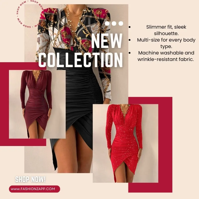 Slim Printed Dress (Elegant Design) - FashionZapp