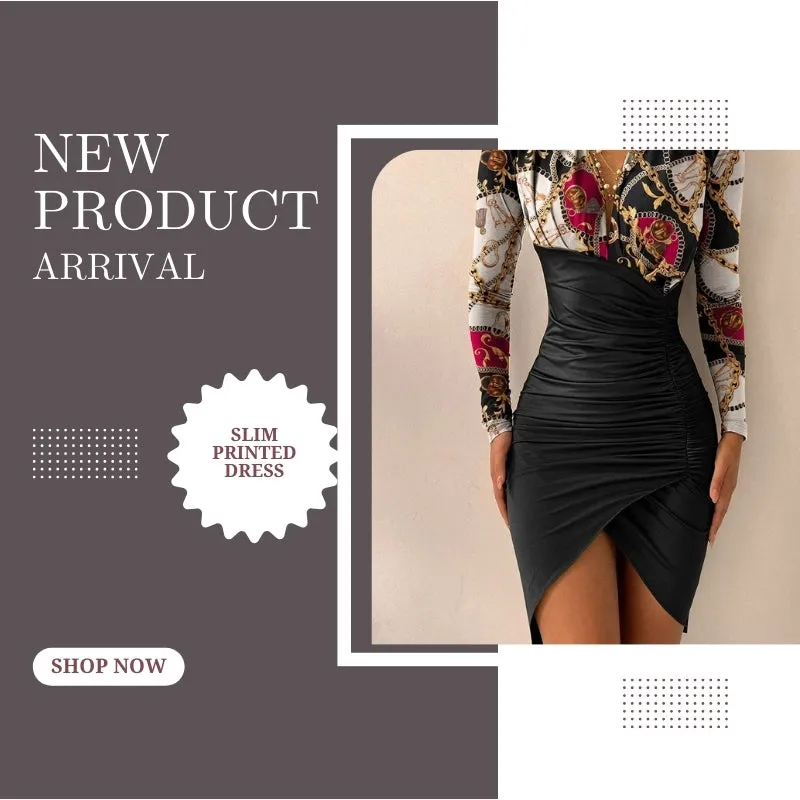 Slim Printed Dress (Elegant Design) - FashionZapp