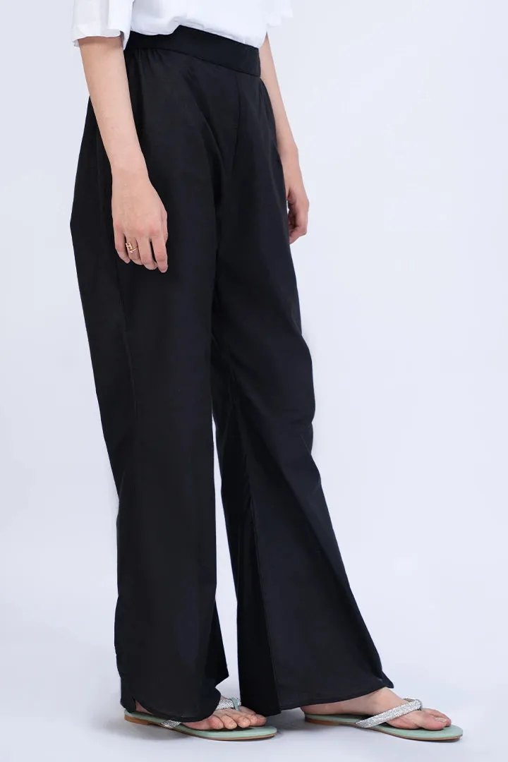 Split Hem Black Trousers
