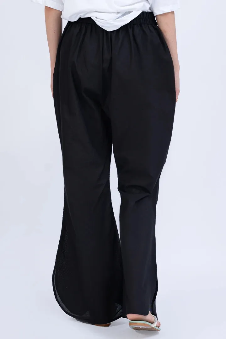 Split Hem Black Trousers