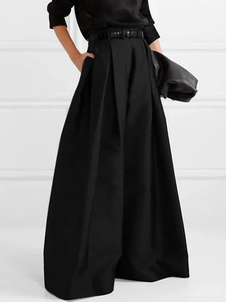 Stylish Loose High Waisted Solid Color Wide Leg Pants 102645