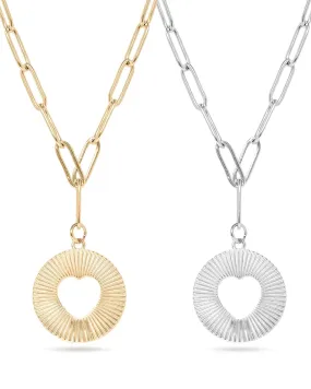 Sunburst Heart Pendant Necklace (Waterproof)