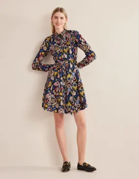 Tiered Cotton Mini Shirt Dress-Multi, Tropic Charm