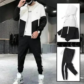 Trendy Suit Men's Hooded Jacket Trousers Two-Piece Suit
