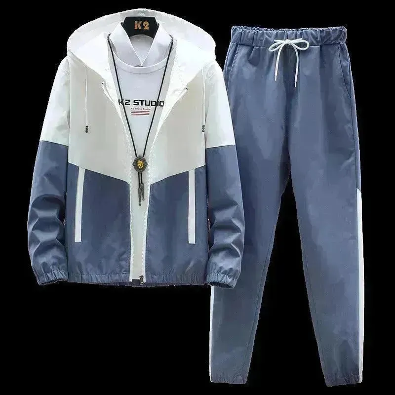 Trendy Suit Men's Hooded Jacket Trousers Two-Piece Suit