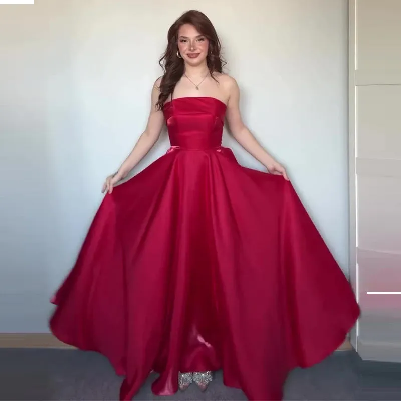 Tube Top Lace-up Waist-controlled Elegant Evening Dress