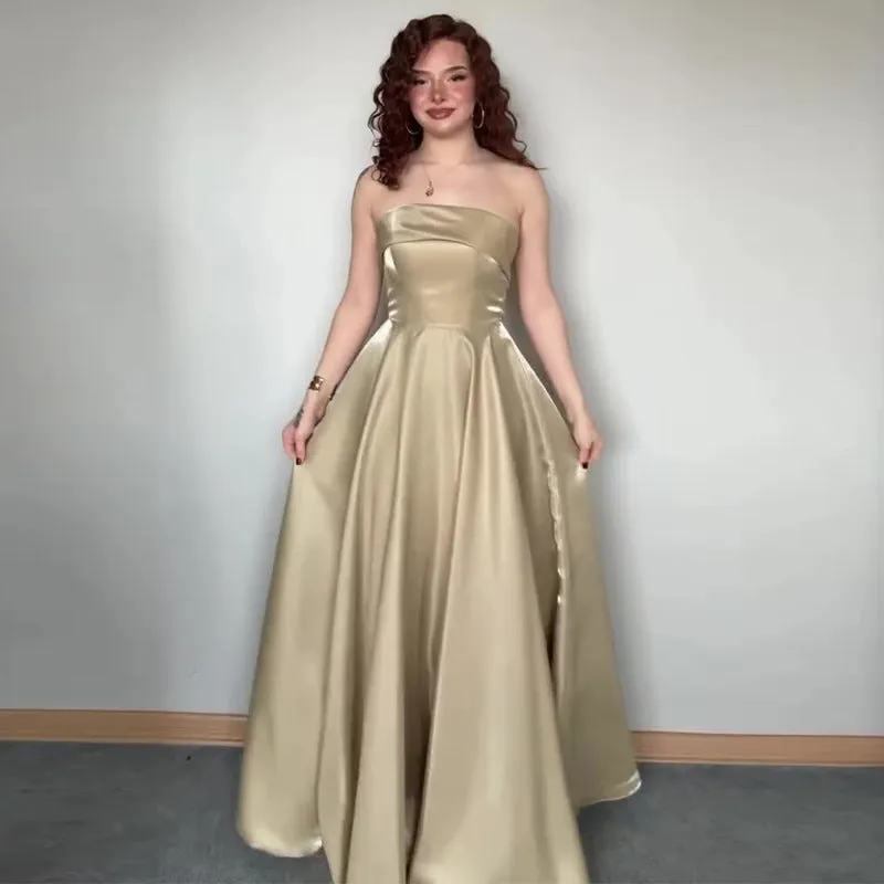 Tube Top Lace-up Waist-controlled Elegant Evening Dress