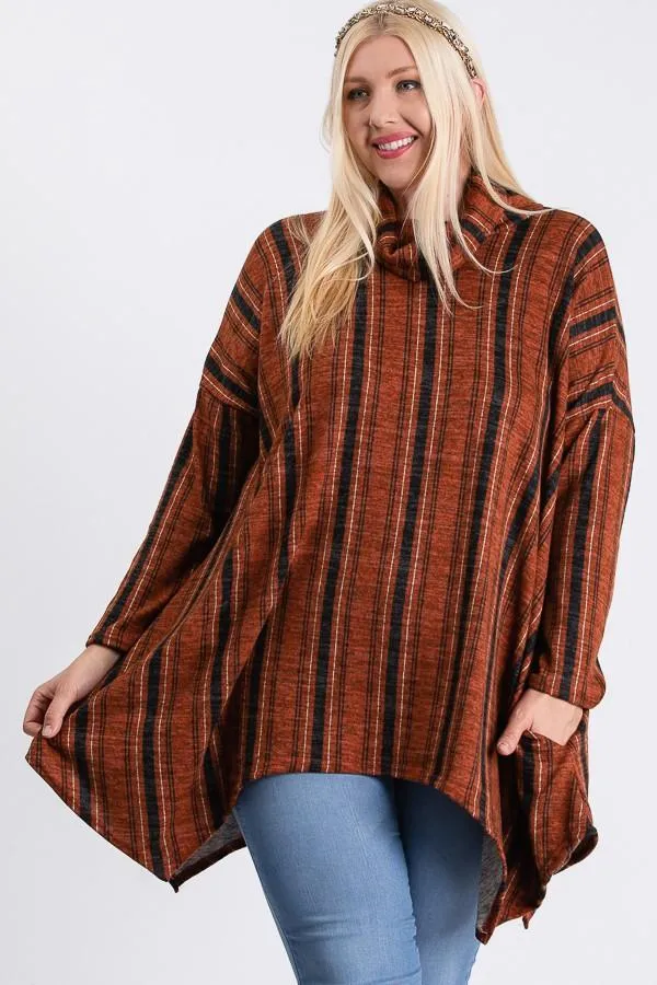Turtle Neck Cozy Stripped Top