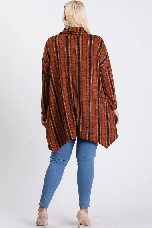 Turtle Neck Cozy Stripped Top