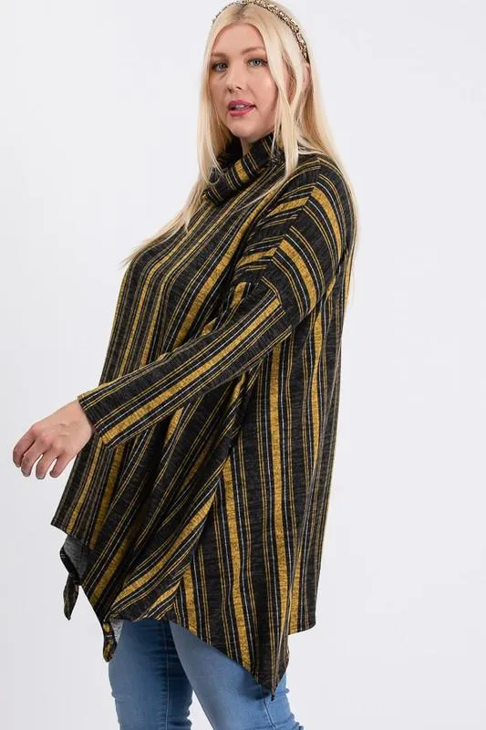 Turtle Neck Cozy Stripped Top